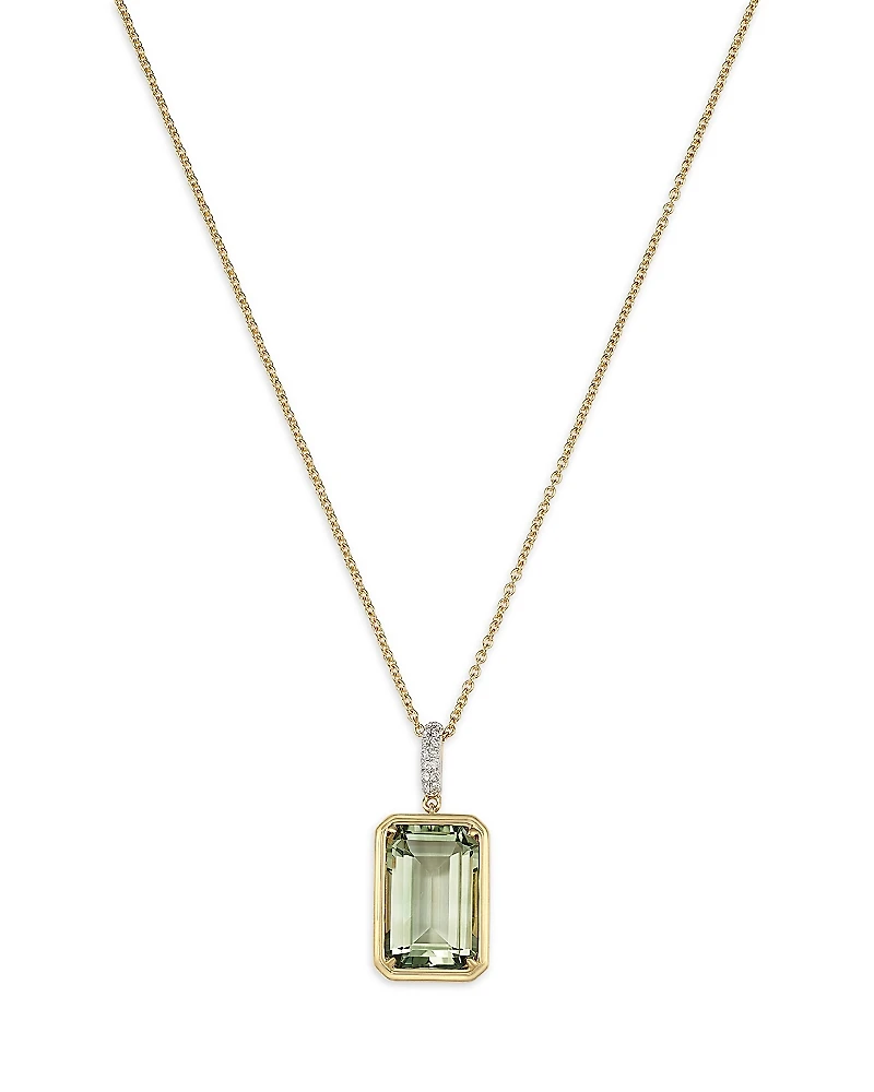 Bloomingdale's Fine Collection Prasiolite & Diamond Pendant Necklace