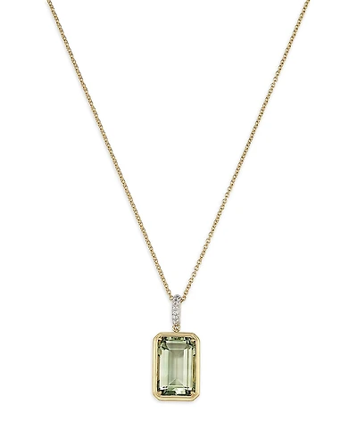 Bloomingdale's Fine Collection Prasiolite & Diamond Pendant Necklace