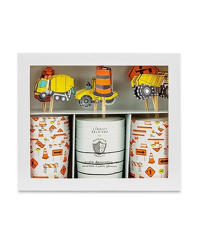 Jollity & Co. Under Construction Cupcake Decorating Set, Set of 24 Liners and Toppers