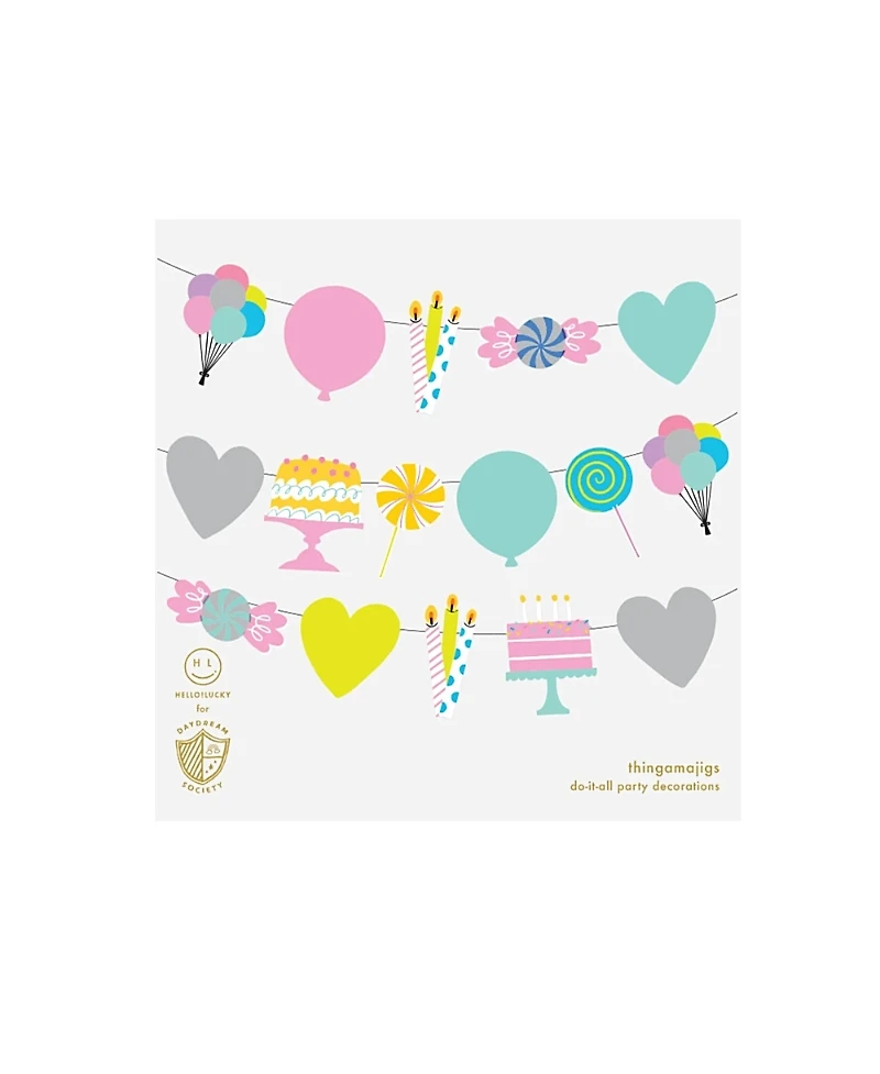 Jollity & Co. It's A Birthday Garland, Set of 16 Pieces and Hanging Twine