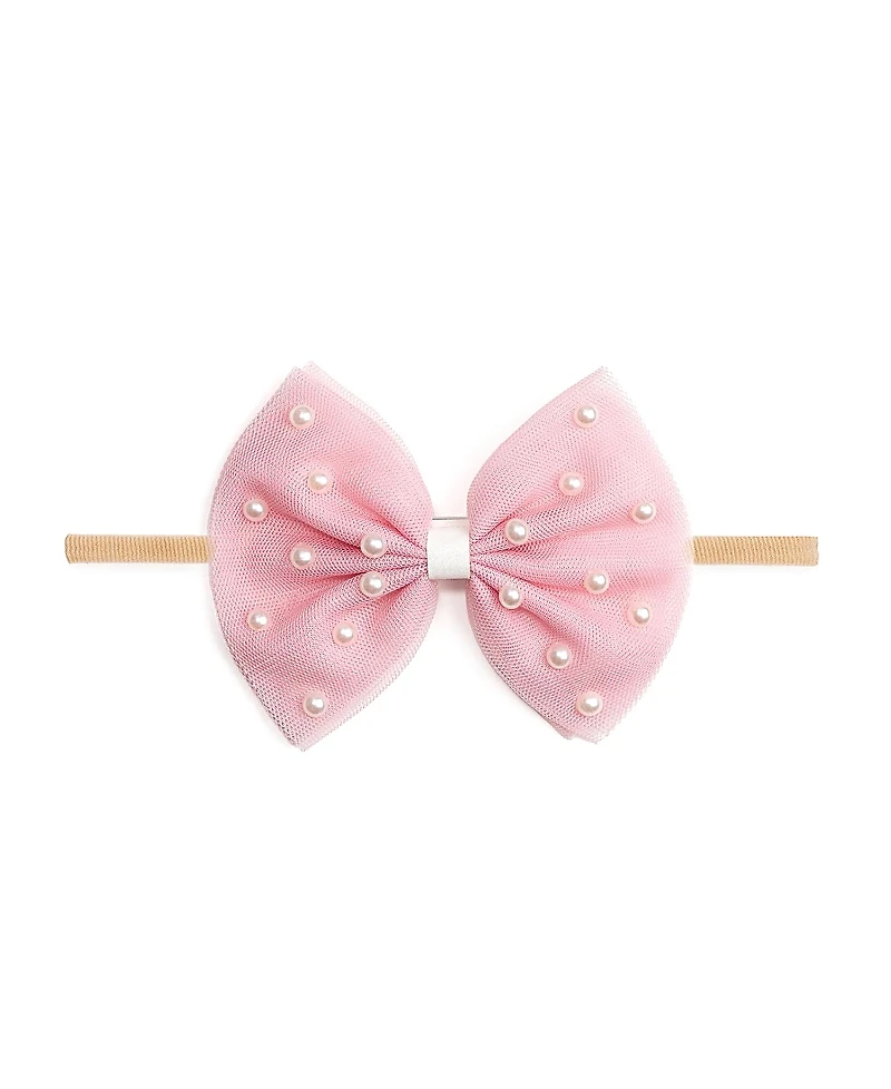 Sweet Wink Girls' Pretty Pearl Tulle Bow Baby Headband - Baby