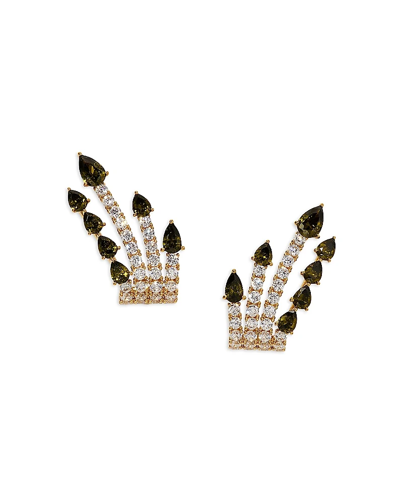 Nadri Bonne Annee Cubic Zirconia Multi Row J Hoop Earrings