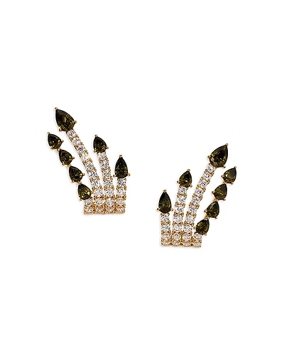 Nadri Bonne Annee Cubic Zirconia Multi Row J Hoop Earrings