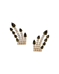 Nadri Bonne Annee Cubic Zirconia Multi Row J Hoop Earrings