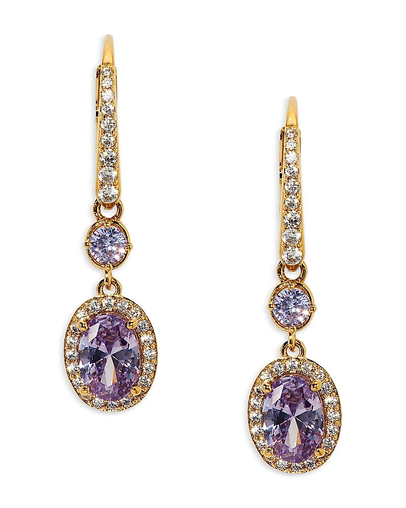 Nadri Maiden Cubic Zirconia Oval Halo Drop Earrings