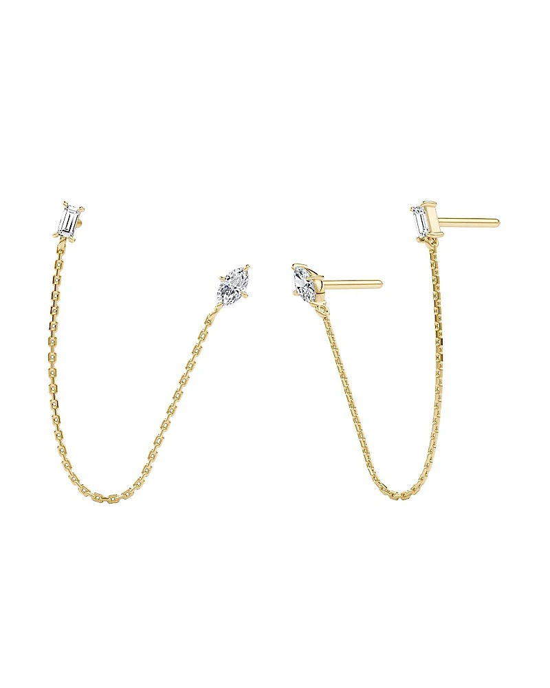 Vrai Shooting Star Draped Studs, 0.28ctw Marquise & Baguette Lab Grown Diamond