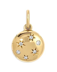 Adina Reyter 9K Yellow Gold Diamond Celestial Locket Hinged Charm Pendant