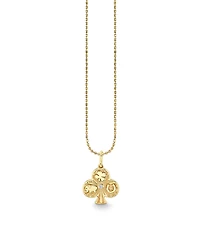 Sydney Evan 14K Yellow Gold Diamond Ace of Clubs Charm Necklace, 16