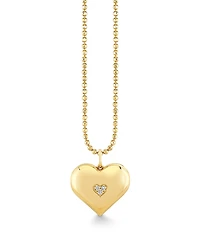Sydney Evan 14K Yellow Gold Diamond Wallpaper Heart Locket Necklace, 16