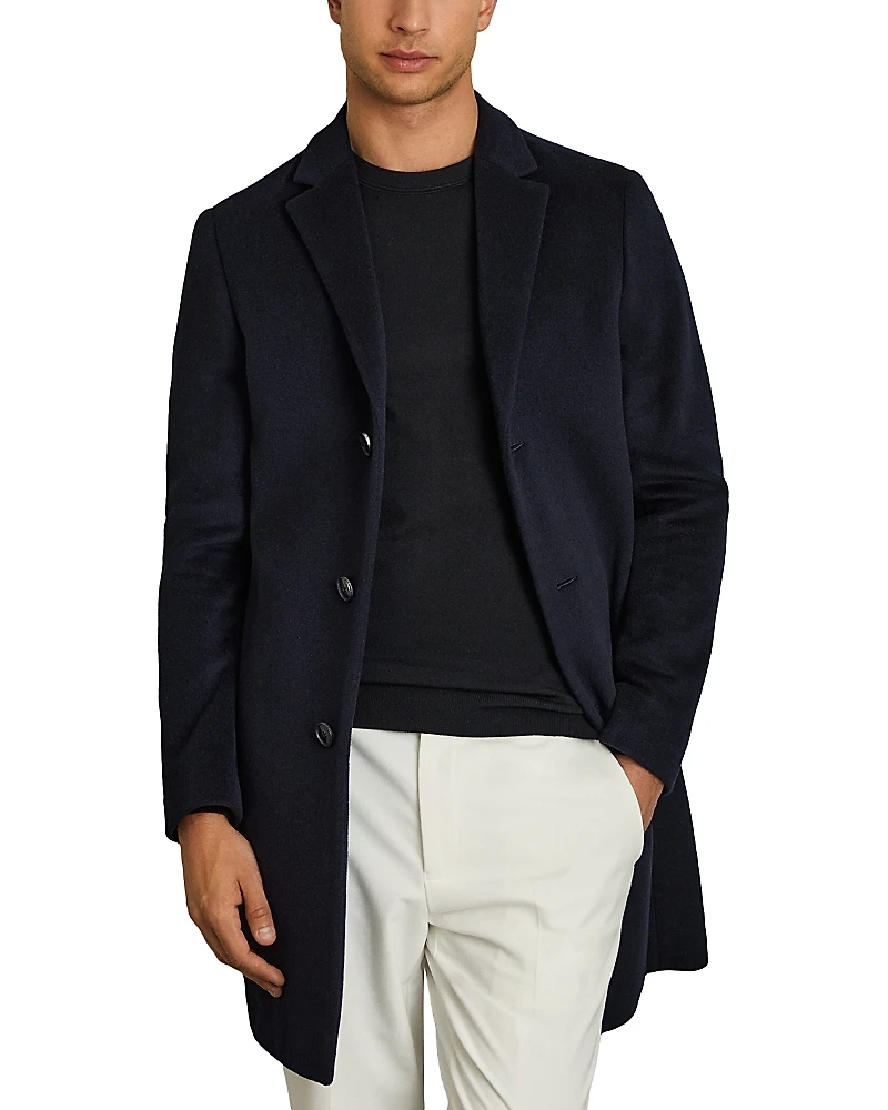 Reiss Gable Long Sleeved Single Breasted Wool Blend Overcoat