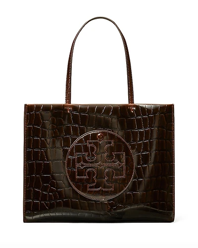 Tory Burch Ella Croc Embossed Small Tote