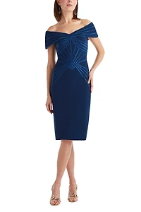 Tadashi Shoji Meridian Sundial Off-Shoulder Dress