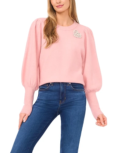 CeCe Heart Applique Sweater