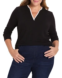 Nic+Zoe Plus Double Layer Split Neck Tee