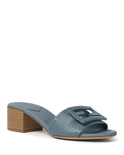 Fendi Women's Baguette Leather Block Heel Sandals