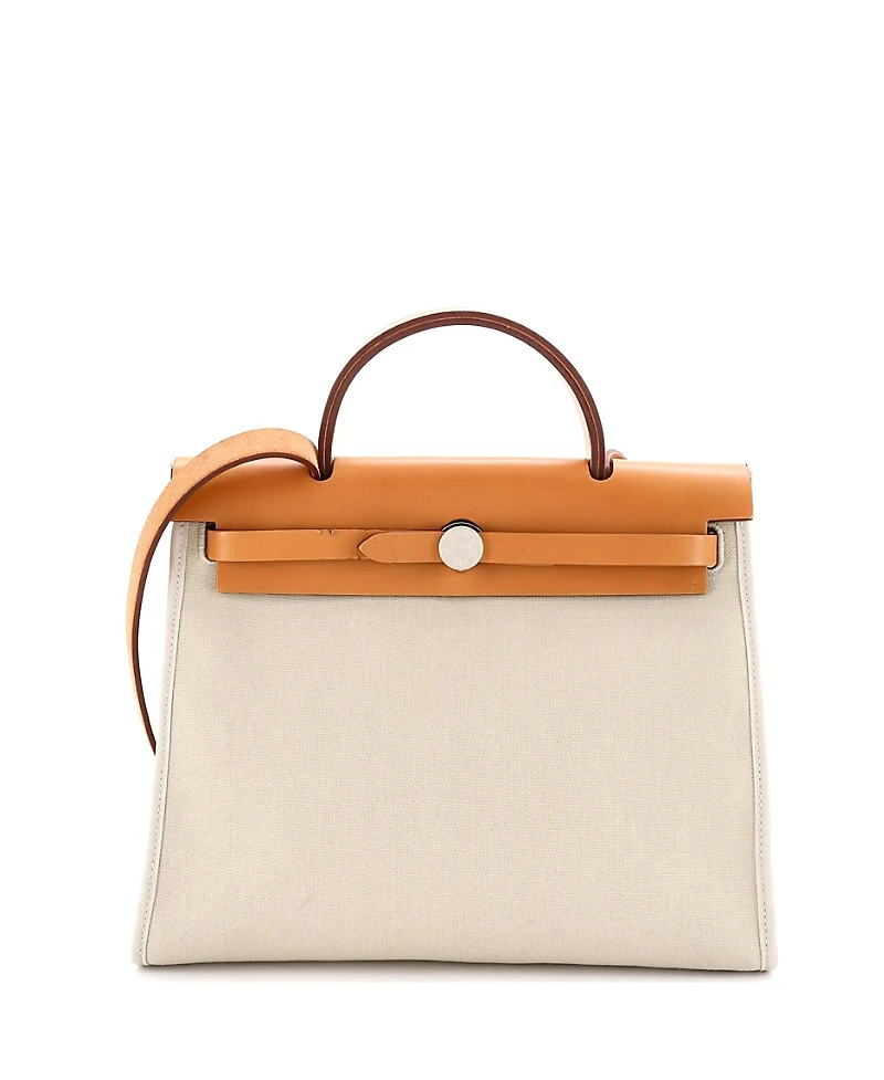 Pre-Owned HERMES 31 Herbag Zip Leather and Toile