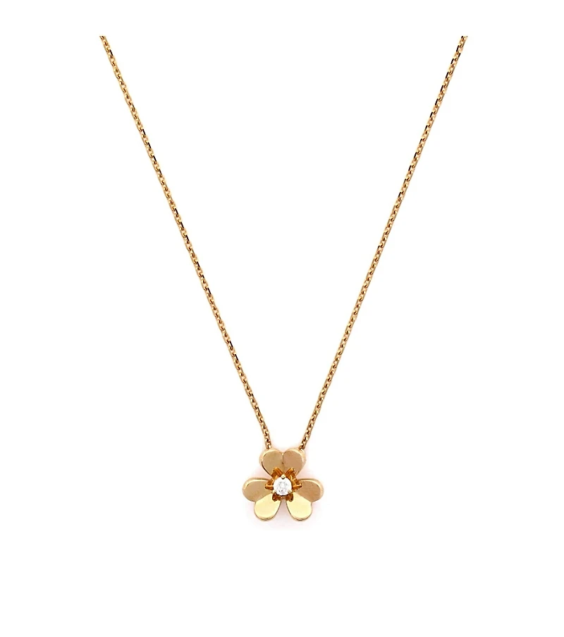 Pre-Owned Van Cleef & Arpels Mini Frivole Pendant Necklace 18K Gold and Diamond, 15 - 15.75"