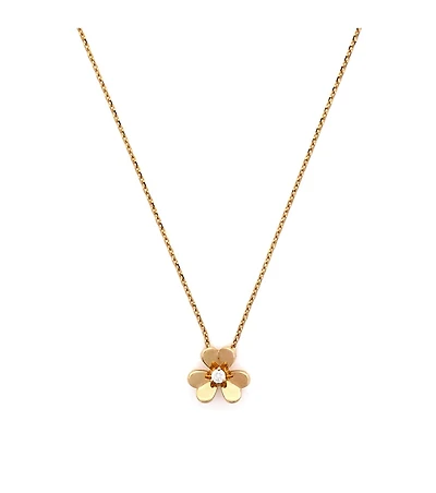 Pre-Owned Van Cleef & Arpels Mini Frivole Pendant Necklace 18K Gold and Diamond, 15 - 15.75"