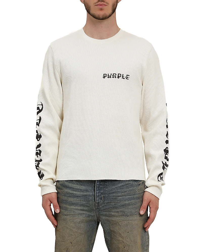 Purple Brand Long Sleeve Waffle Knit Logo Tee