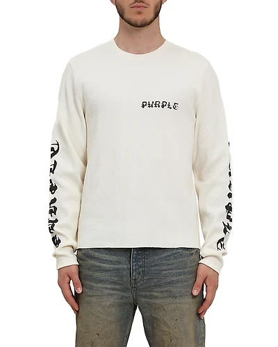 Purple Brand Long Sleeve Waffle Knit Logo Tee