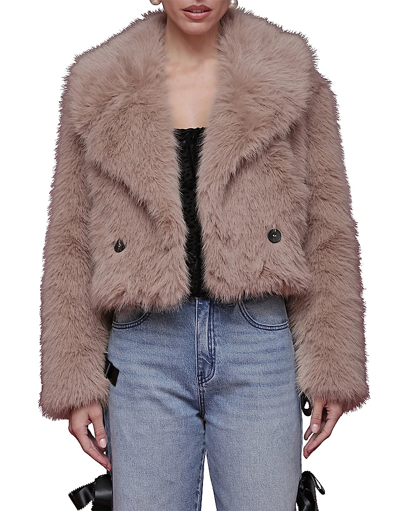 Avec Les Filles Cropped Faux Fur Coat