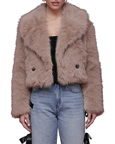 Avec Les Filles Cropped Faux Fur Coat