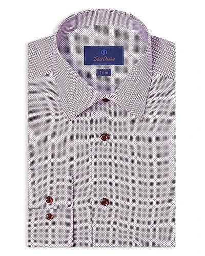 David Donahue Trim Fit Micro Geometric Print Dress Shirt