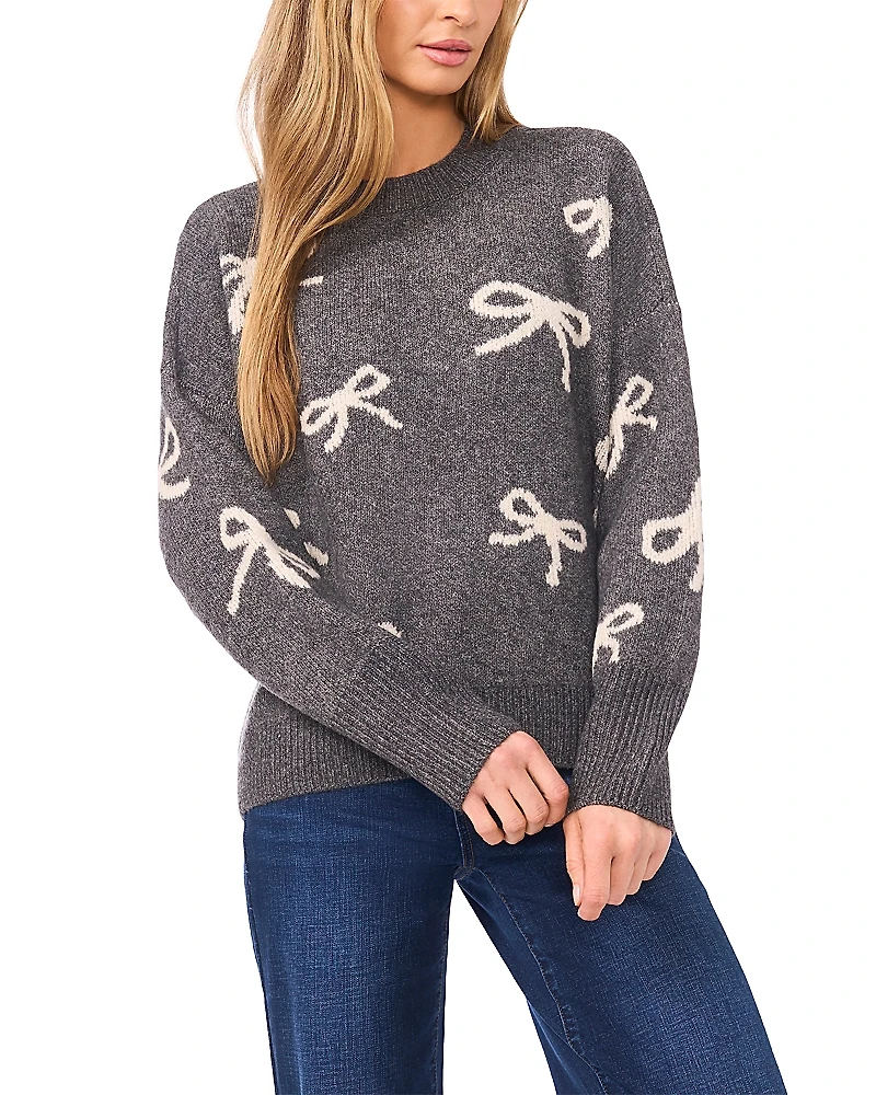 CeCe Ribbon Jacquard Pullover Sweater