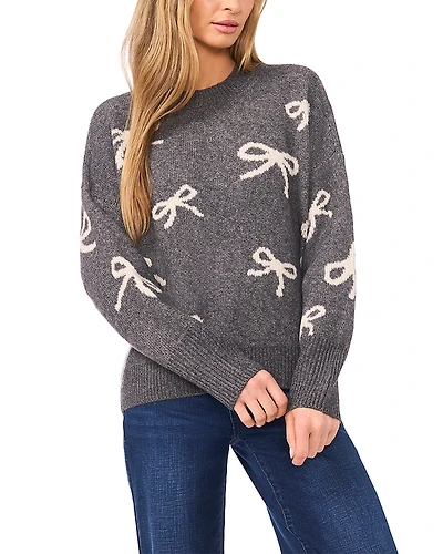 CeCe Ribbon Jacquard Pullover Sweater