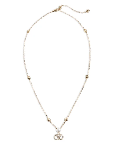 Valentino Garavani V Logo Signature Necklace, 15.7-16