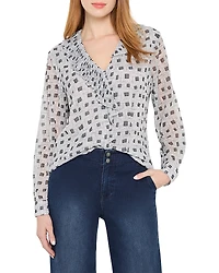 Nic+Zoe Dotty Squares Ruffle Top