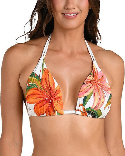La Blanca Jungle Blossoms Halter Bra Bikini Top