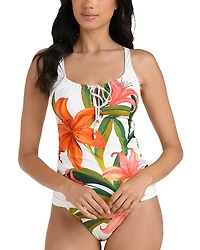 La Blanca Jungle Blossoms Sweetheart Tunnel Neck Tankini Top
