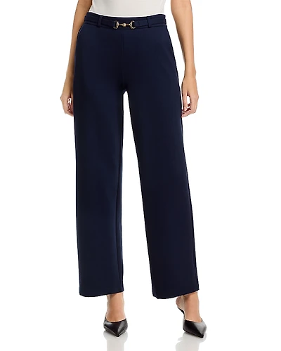 T Tahari Buckle Belt Elastic Back Wide Leg Pants