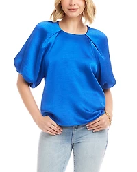 Karen Kane Puff Sleeved Satin Top