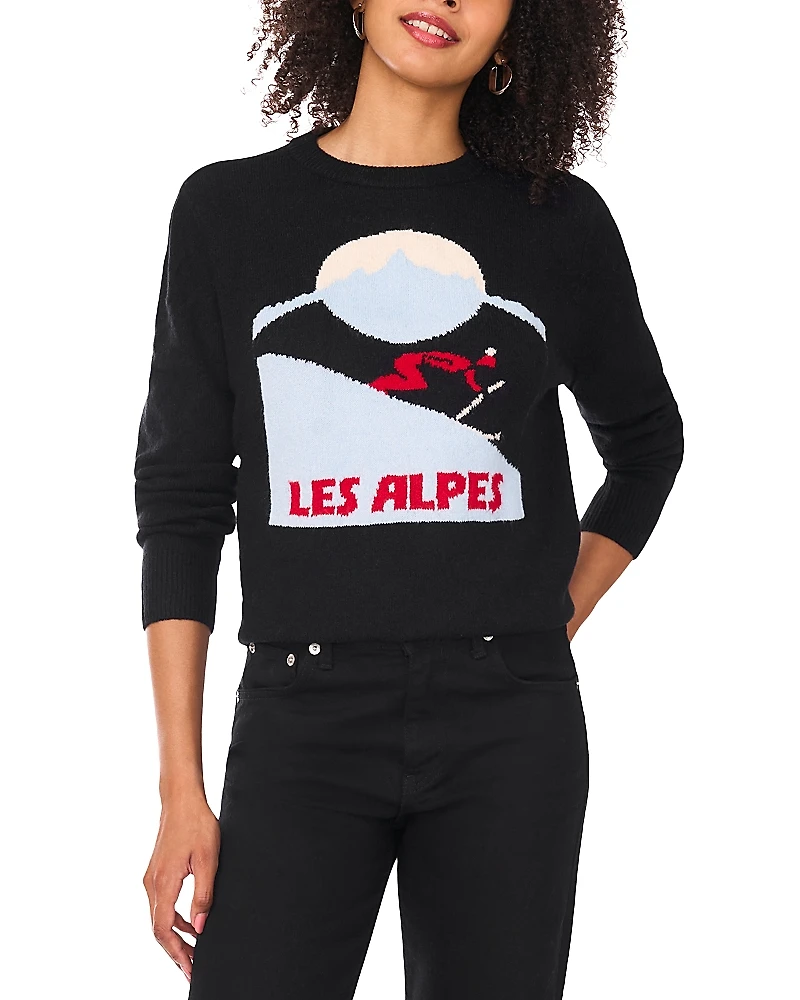 Vince Camuto Les Alpes Motif Crewneck Sweater