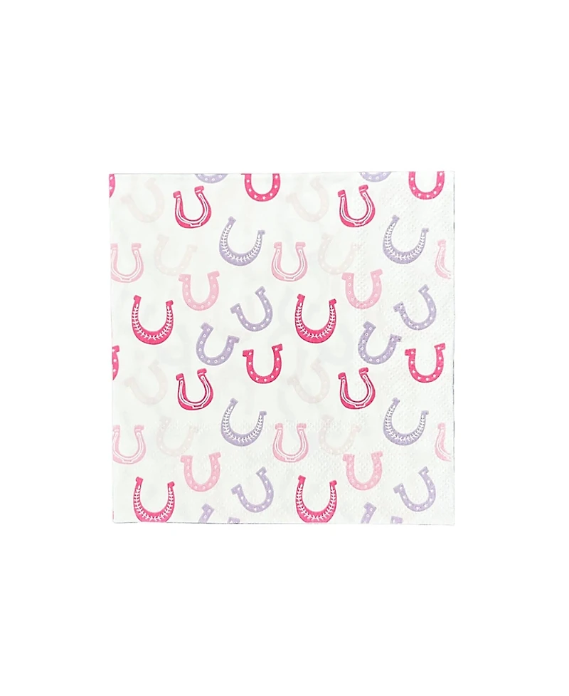 Jollity & Co. Pony Tales Cowgirl Horseshoe Print Petite Paper Napkins, Set of 16