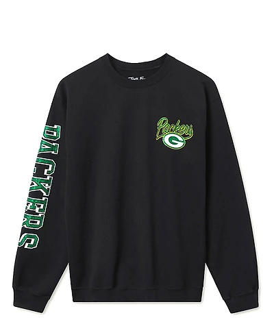 Junk Food Clothing Unisex Nfl Green Bay Packers Glitter Flea Market Crew Fleece Sweatshirt