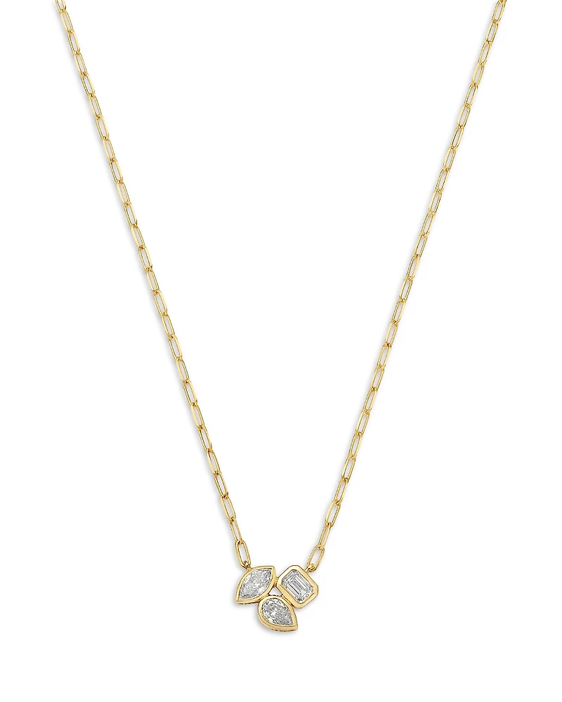 Bloomingdale's Fine Collection Luxe Collection Certified Lab Grown Diamond Mixed Cut Cluster Pendant Necklace