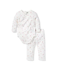 Janie and Jack Girls' Bunny Pointelle Wrap Matching Set - Baby