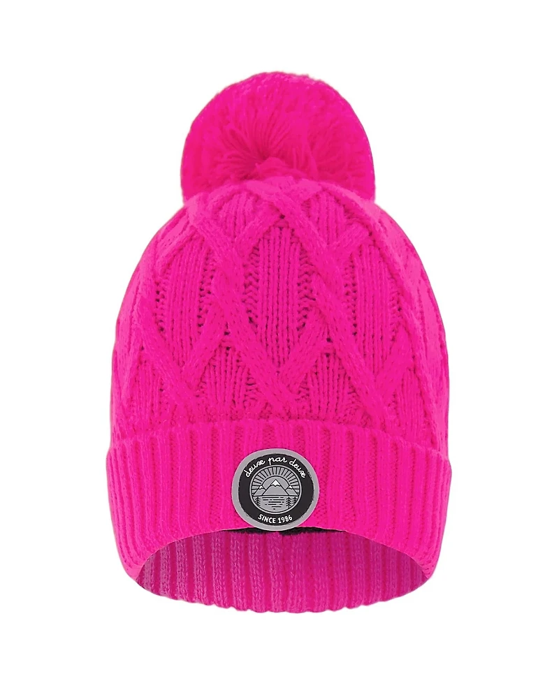 Deux par Girls' Lined Knit Pompom Hat - Little Kid, Big Kid