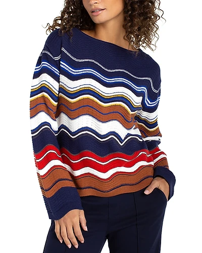 Liverpool Los Angeles Boat Neck Scallop Hem Sweater