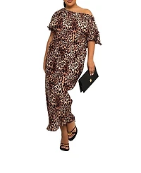 Fashion-szn Curve Bold Leopard Plisse Midi Dress