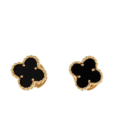 Pre-Owned Van Cleef & Arpels Sweet Alhambra Stud Earrings 18K Gold and Onyx