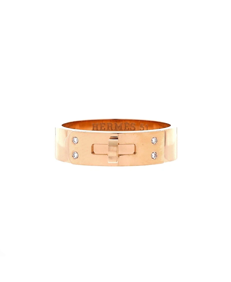 Pre-Owned HERMES Pm Kelly Ring 18K Rose Gold with Diamonds