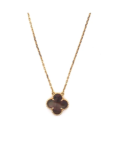 Pre-Owned Van Cleef & Arpels Vintage Alhambra Pendant Necklace 18K Rose Gold and Grey Mother of Pearl, 14.5 - 16.25"