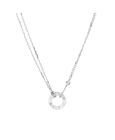 Pre-Owned Cartier 2 Diamonds Love Pendant Necklace 18K White Gold with Diamonds, 14.75 - 16"