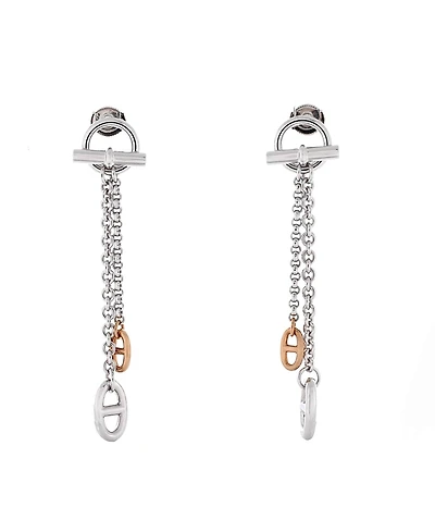 Pre-Owned HERMES Medium New Farandole Drop Earrings Sterling Silver and 18K Rose Gold