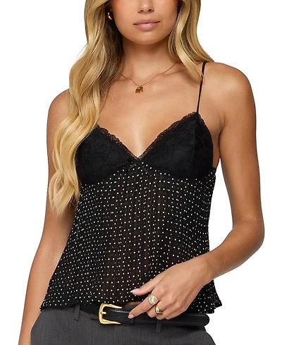 Edikted Rhian Lacey Pleated Babydoll Top