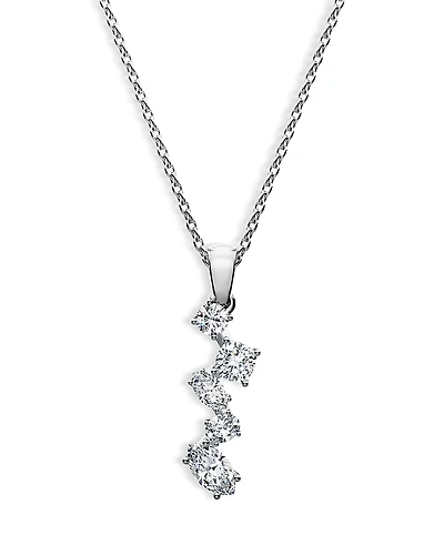 Swarovski 14K White Gold Galaxy Certified Lab Grown Diamond Mixed Cut Drop Pendant Necklace, 15.75-18.12